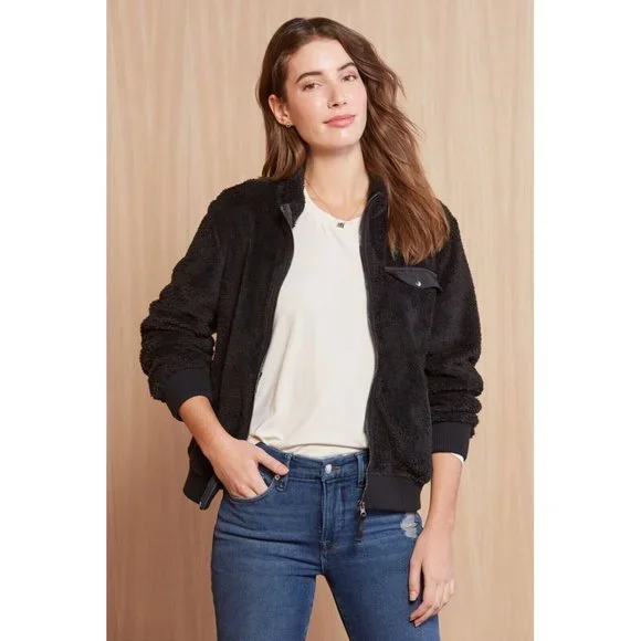 Rails Austin Jacket Fleece Teddy Black Full Zip Fuzzy - Picture 2 of 9